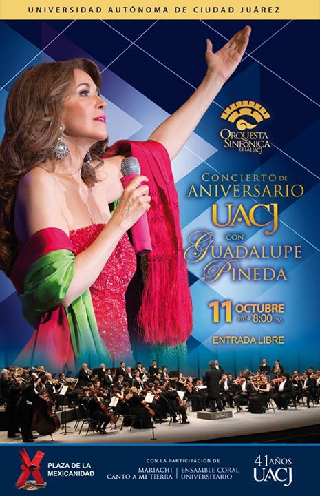 Poster Concierto Aniversario UACJ de Guadalupe Pineda
